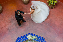 Bride and groom dancing wedding dress twirling twisting turning
