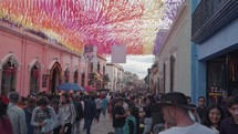 Colorful Papel Picados Decorated The Street during Day of The Dead Dia de Los Muertos Festival Oaxaca, Mexico