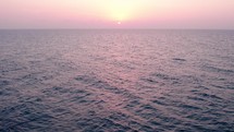 Drone footage of the Mediterranean Sea at sunset in Israel.