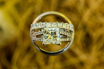 Wedding rings, square diamond, solitaire jewelry