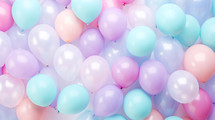 Party balloons texture with pastel balloons. 