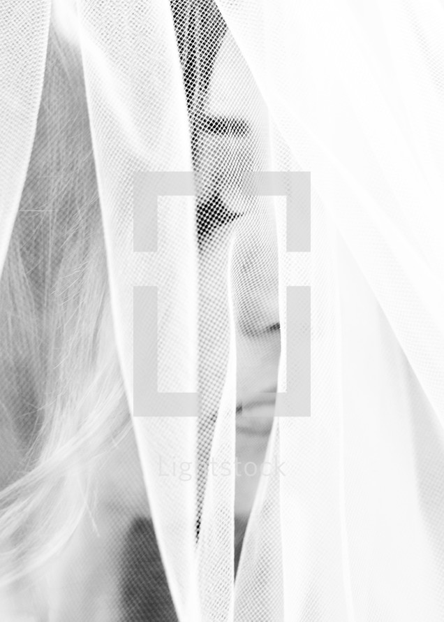 bride's face through her veil