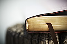 The edge and bookmark of a Bible