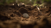 Coin talent in the dirt getting buried. 