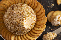 cheese ball, and cracker tray 