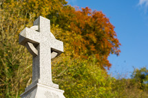 War memorial of cross carved from granite