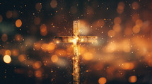 Cross with light and warm bokeh in the background. 