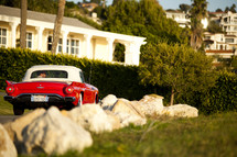 old T-bird car driving - homes - hillside