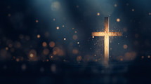 Cross with light and bokeh in the background. 