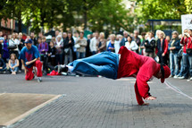 break dancer in a public square