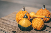 bumpy gourds on a table