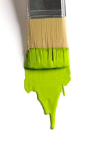 lime green paint on a paint brush 