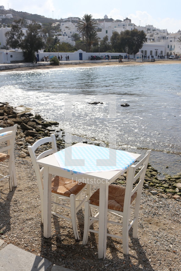 table for two on a shore 