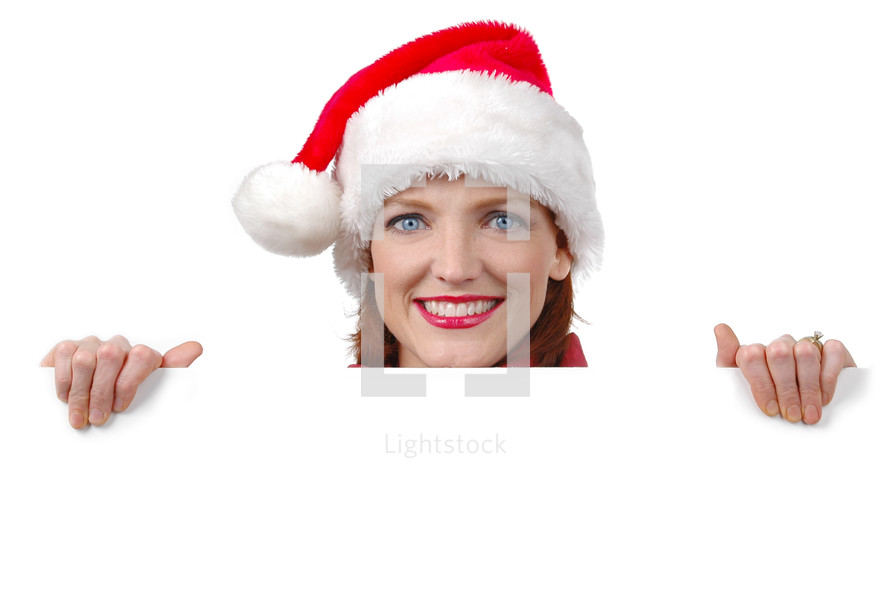 woman wearing a santa hat 