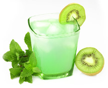 Drink with mint and kiwi on white background
