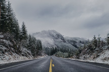 a dusting of snow and mountain highway 