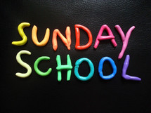 Sunday school in colorful rolled clay letters. 
