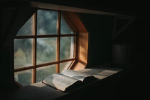 open Bible in a window 