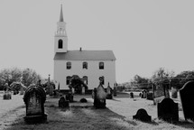 rural church with grave yard 