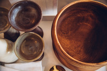 wooden bowls and chalices 