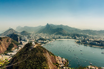 boats in a bay and shoreline in Rio 
