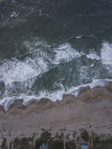 aerial view over a beach 