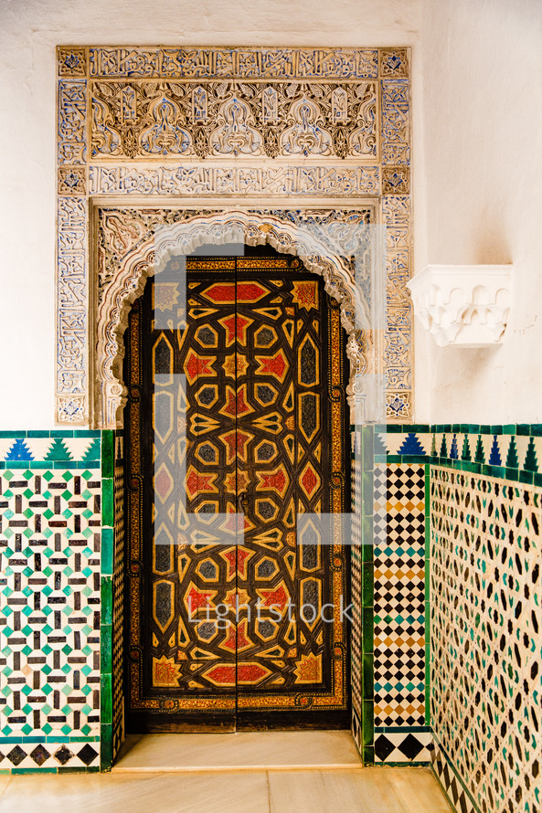 ornately decorated door in Spain 