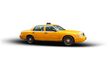 yellow taxi cab isolated on a white background 