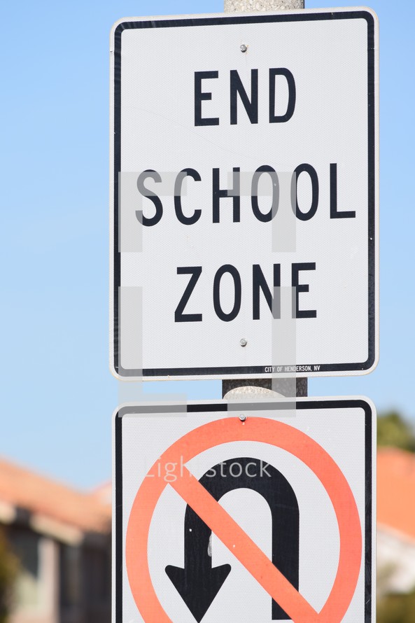 End School Zone street sign 
