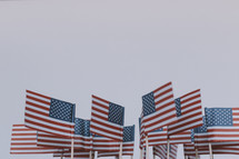 A group of small American flags.