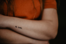 Be Bold tattoo on a young womans arm