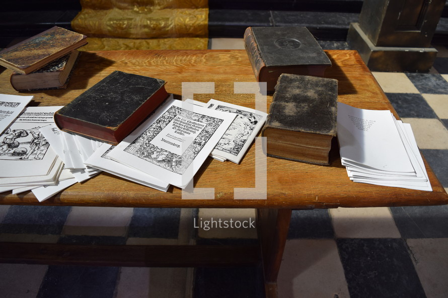 An authentic re-creation of the books written by Martin Luther—as they were laid out at the Diet of Worms
