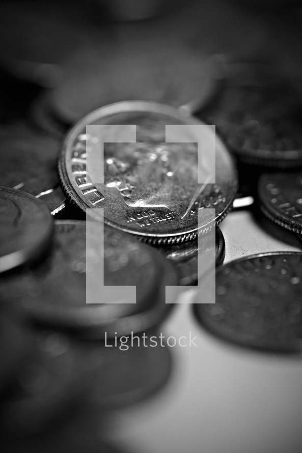 A closeup of a dime