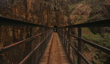 cave and footbridge over the Grand Canyon 