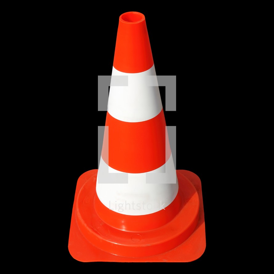 traffic cone sign over a black background