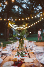 appetizers on a table for an outdoor dinner party 