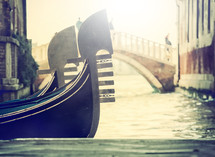Typical gondolas in venice, detail of the bow called "canal grande".