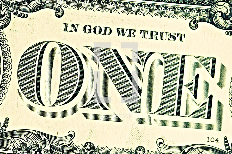 A close up of a one dollar bill