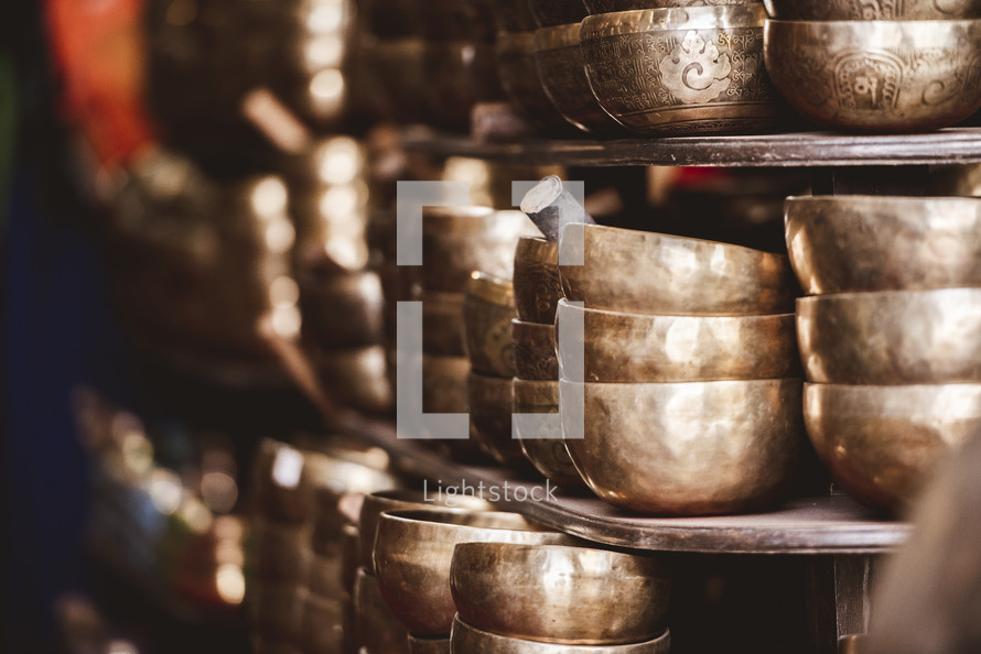 brass bowls in Tibet 