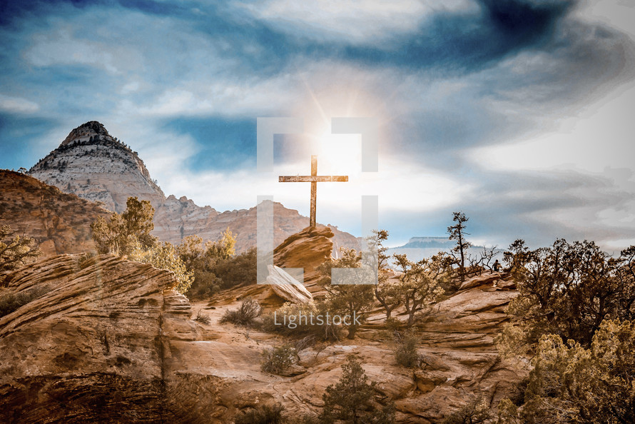 a cross in the desert 