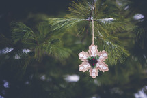 snowflake burlap Christmas ornament 