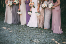 bridesmaids and bride 