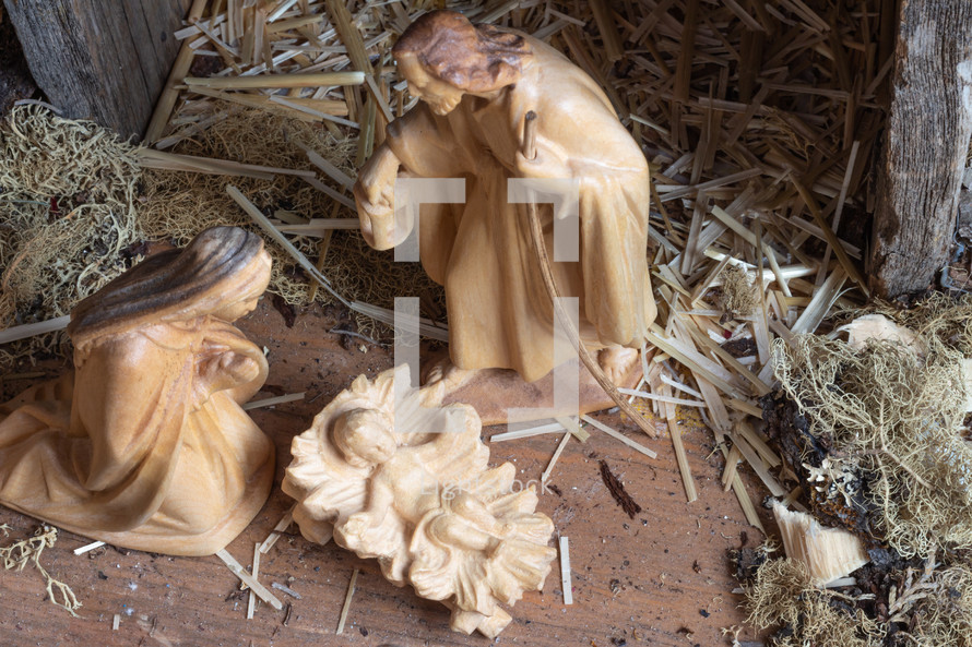 wooden Holy Family 