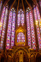 Stained Glass in Sainte-Chapelle, Paris, France.