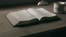 open Bible on a desk 