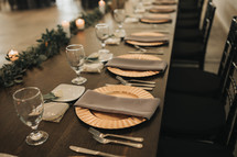 Long table set for a wedding