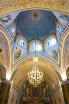 Interior of the Roman Catholic Cathedral of St John the Baptist, Fira, Santorini island, Greece