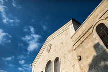 exterior wall of a church in the holy land 