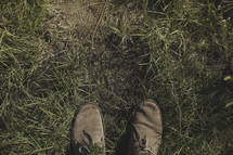 suede dress shoes in grass 