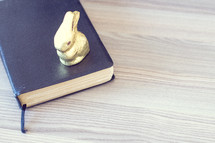 candy Easter bunny on a Bible 